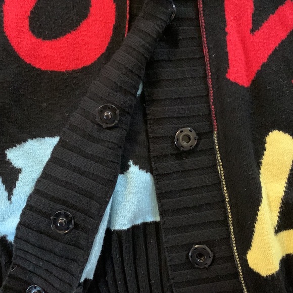 Peace Love World Womens Jacquard Sweater Cardigan Black Snap Front - Picture 11 of 14